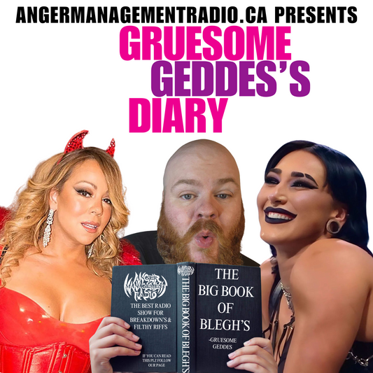 Gruesome Geddes, Mariah Carey and Rhea Ripley reading a diary