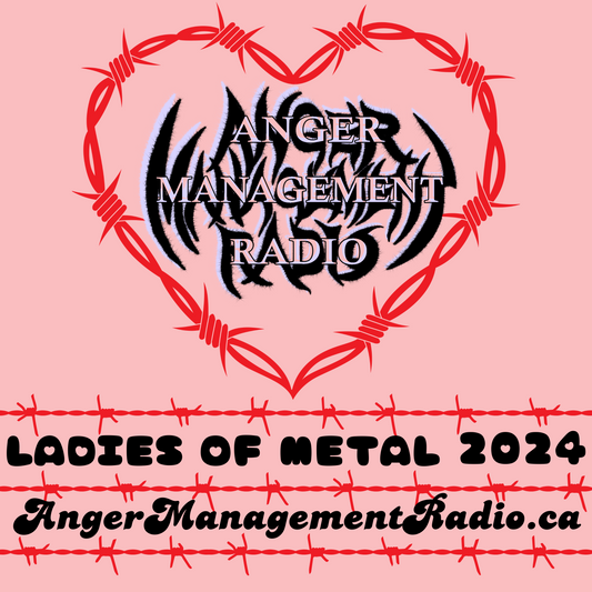 Anger Management Radio logo inside a heart. Ladies Of Metal 2024 