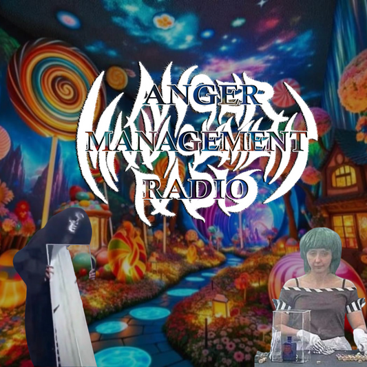 Anger Management Radio Logo with Willy's Chocolate Experience Willy Wonka Background Sad Oompa Loompa 